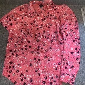 Ann Taylor floral print button-down blouse Size Small